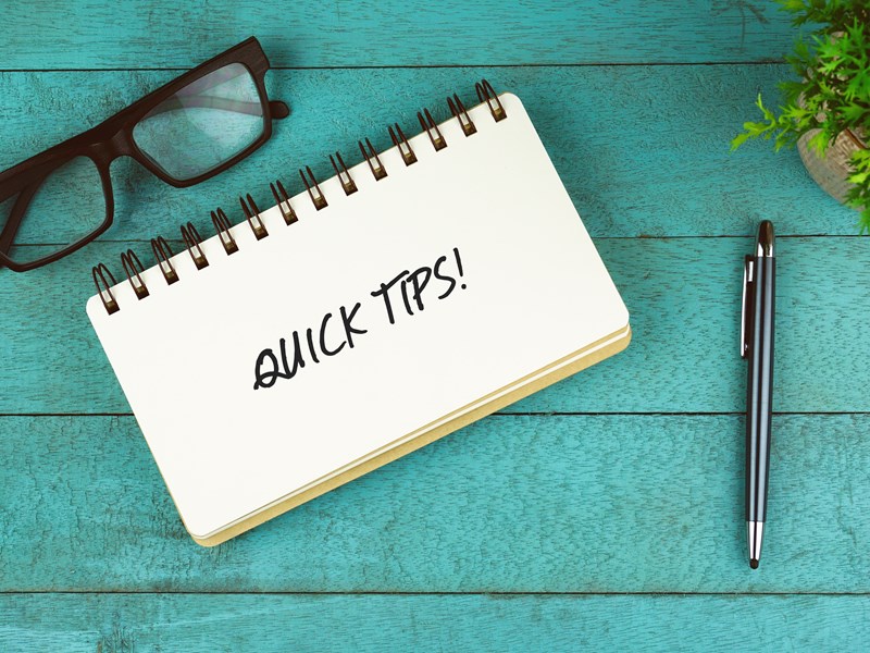 Quick tips written on a notepad