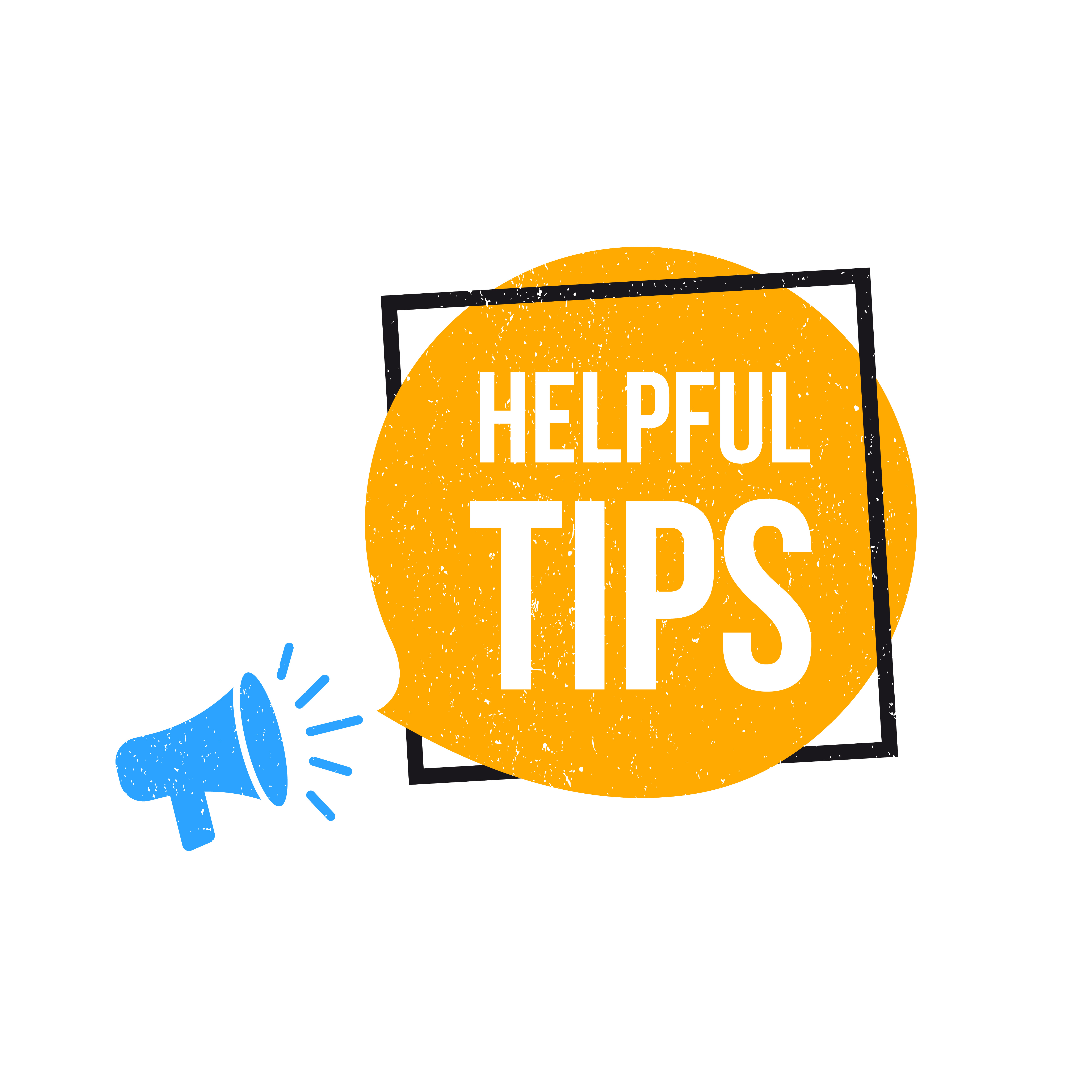 Megaphone with helpful tips text