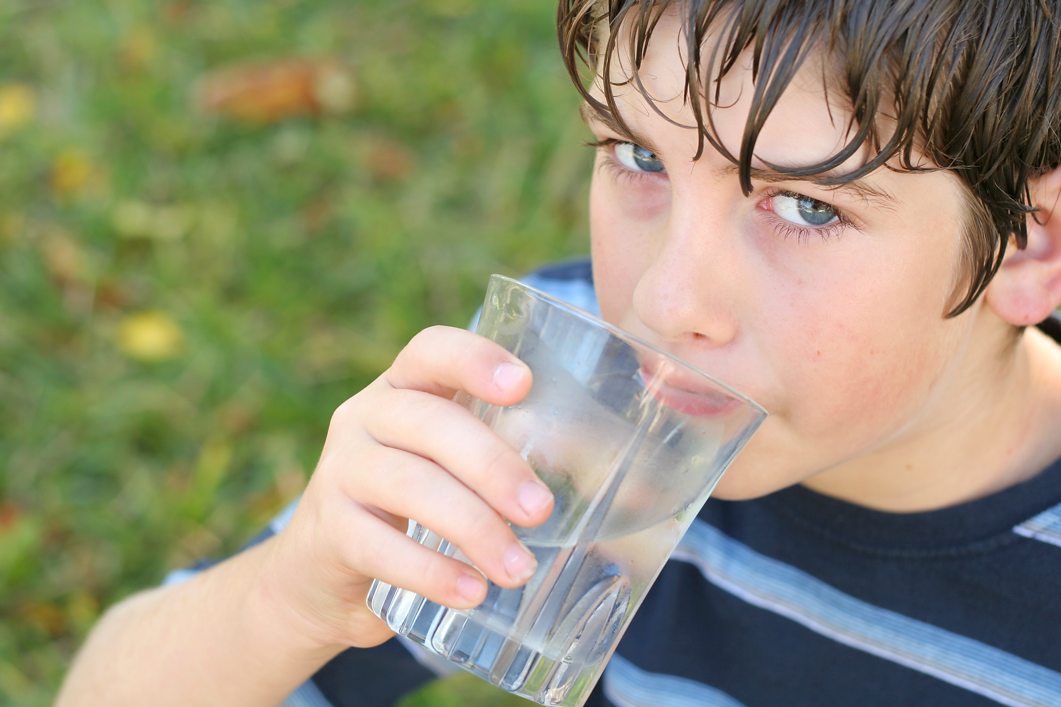 Boy drinking water