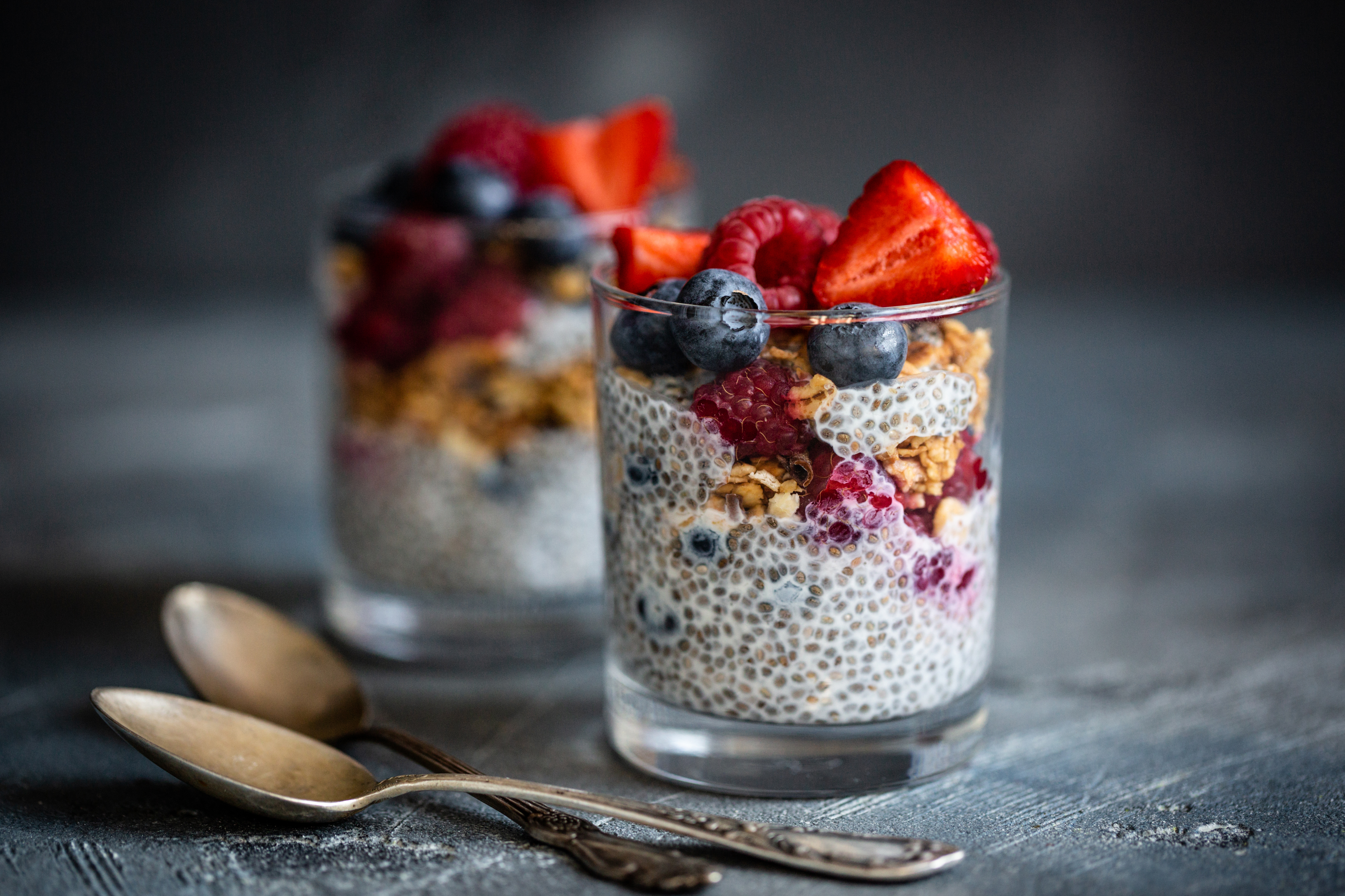 Layered fruit in a glass