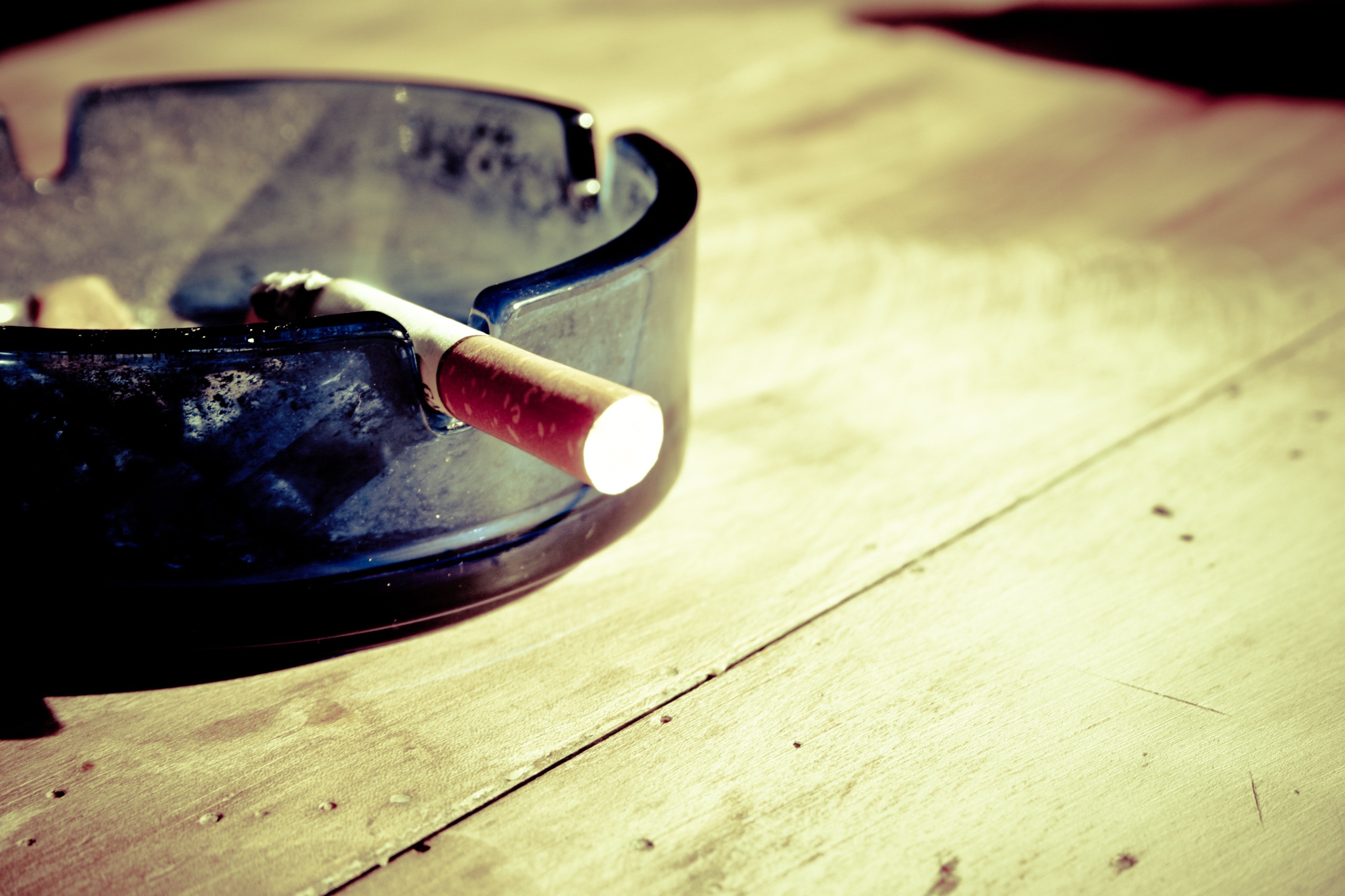 Cigarette in ashtray