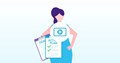 Icon of woman with action plan on clipboard