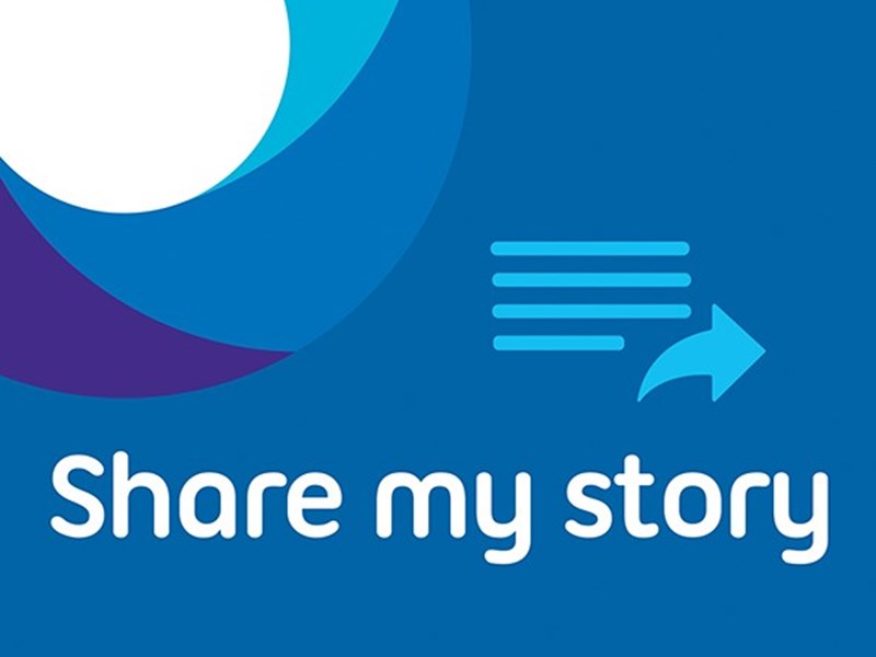 Share my story on blur background