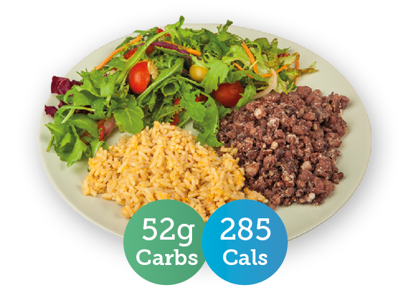 Cambuulo, rice & salad