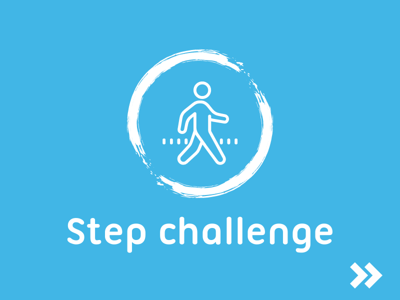 KDS Step Challenge in written on blue background with picture of scales