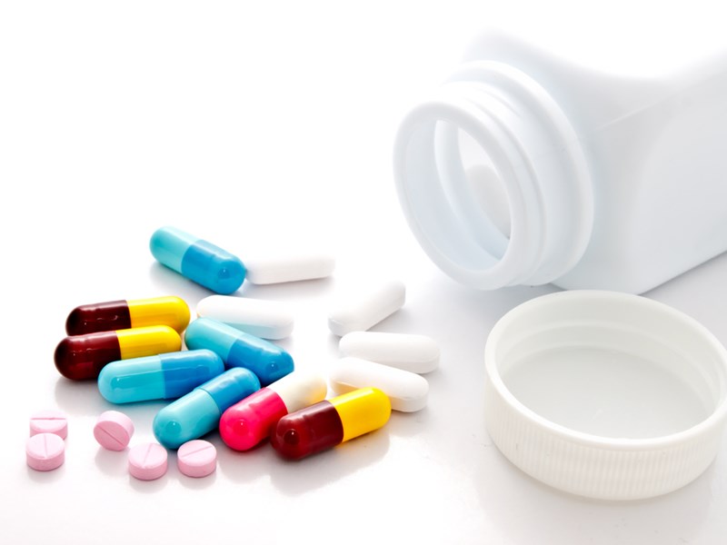 Medication lying on table